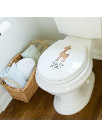 Mr. & Mrs. Panda Toilettendeckel Lama König mit Spruch in Weiß