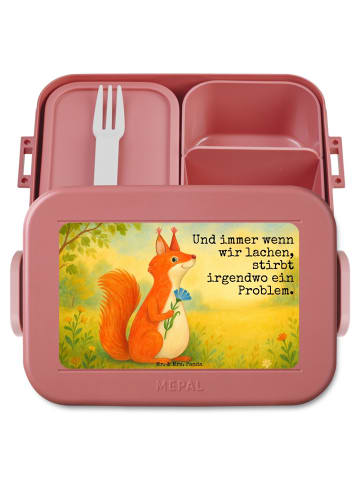 Mr. & Mrs. Panda Brotdose Eichhörnchen Blume Design mit Spruch in Rot Pastell