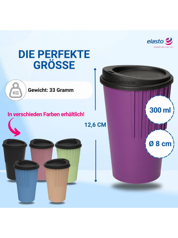 elasto Riffel-Kaffeebecher "ToGo" in brombeere/schwarz - 300 ml