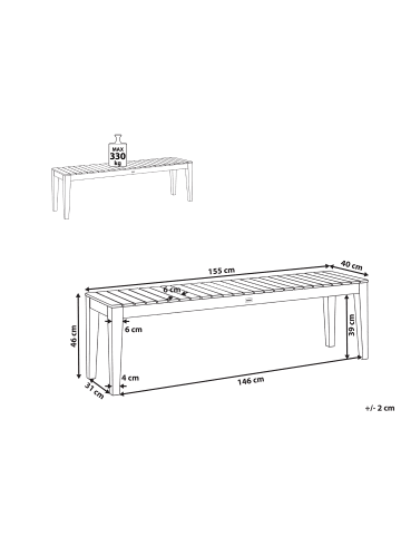 Beliani Gartenbank CHIOGGIA in Braun - (W) 155 x (H) 46 x (L) 40 cm