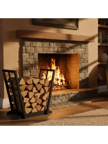 relaxdays Kaminholzregal in Schwarz - (B)62 x (H)55,5 x (T)35 cm