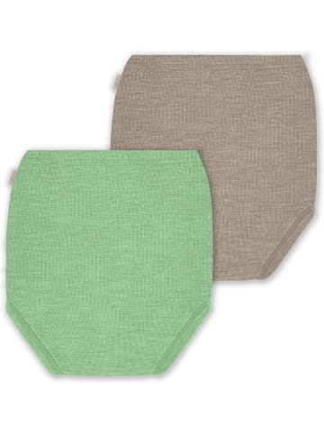 Normani Outdoor Sports 2er Pack Baby Merino Windelhose Tokoroa in Beige/Grün