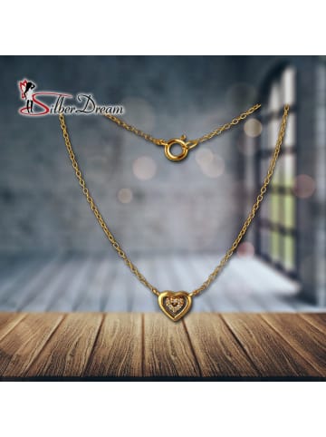 SilberDream 925 Silber vergoldet (Gelbgold 333) Damen SilberDream Halsketten Herz  ca. 45cm