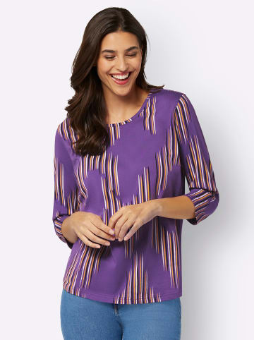 Sieh an! 3/4-Arm-Shirt in lila-ocker-bedruckt