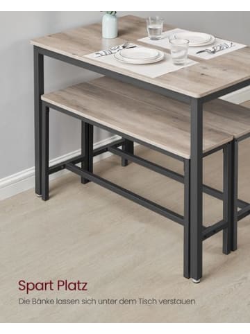 VASAGLE 3tlg. Set: Essgruppe in Light-brown - (B)110 x (H)75 x (T)70cm