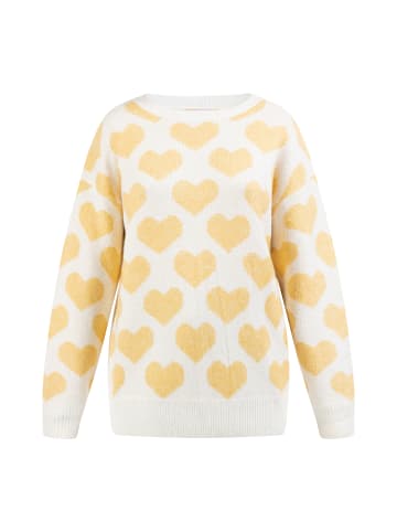 myMo Strickpullover in Wollweiss Gelb