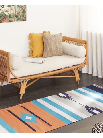 Beliani Kelim NORATUS in Bunt/Blau/Grau - (W) 80 x (L) 300 cm