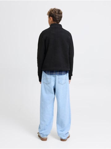 JACK & JONES Junior Strickjacke mit Viertelreißverschluss in Black