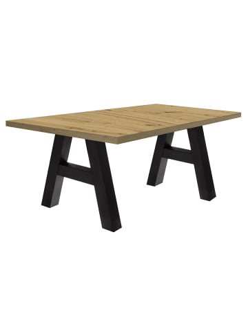 58 aufm Kessel ESSTISCH ausziehbar Elia 7 160 x 90 x 75 Esszimmertisch Schwarzstahl/Asteiche