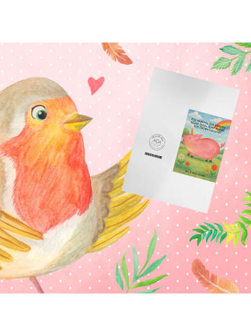 Mr. & Mrs. Panda neujahrskarte Einhorn Schwein Design mit Spruch in Weiß