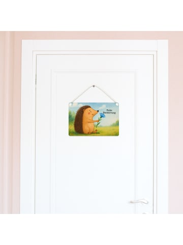 Mr. & Mrs. Panda Türschild Igel Blumen Design mit Spruch in Weiß