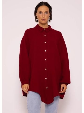 SASSYCLASSY Ultra Oversize Musselin-Blusenhemd lange Variante in Dunkelrot