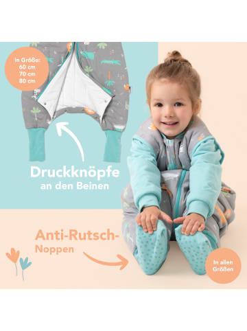 Schlummersack Schlafsack mit Füßen und umklappbaren Bündchen, 2.5 TOG in Türkis
