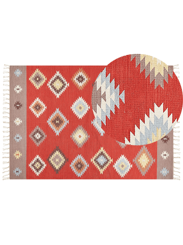 Beliani Kelim LORUT in Bunt/Rot/Braun - (W) 160 x (L) 230 cm