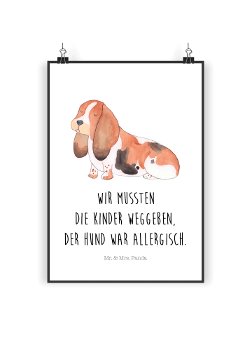 Mr. & Mrs. Panda Poster Hund Basset Hound mit Spruch in Weiß