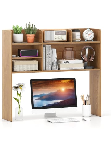 COSTWAY 3-stufiges Schreibtischregal in Hellbraun