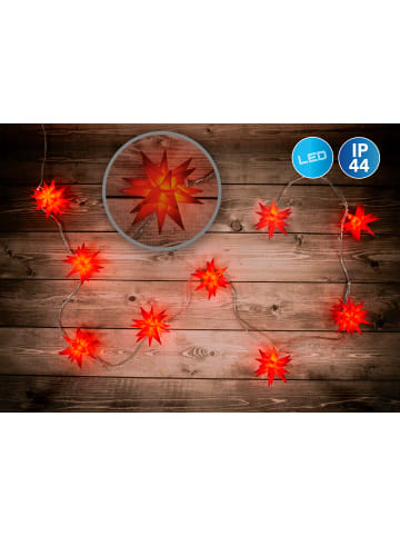 näve LED Lichterkette "3D-STERNE" in rot - (L)740 cm x (B)9 cm x (H)10.5 cm
