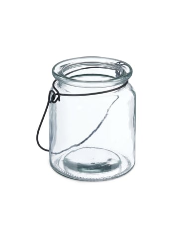 12x Windlicht in Transparent/ Schwarz - (H)9,5 x Ø 8 cm