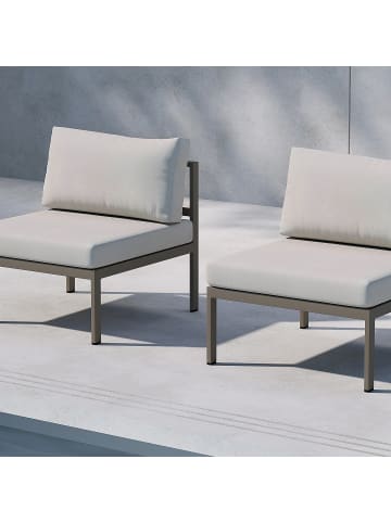home24 home24 Loungesessel - Braun / Beige - Aluminium - 70 x 65 x 74 cm in Braun / Beige