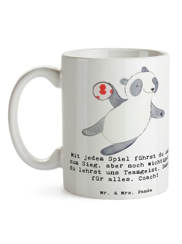 Mr. & Mrs. Panda Tasse Handball Trainerin Dankeschön mit Spruch in Weiß