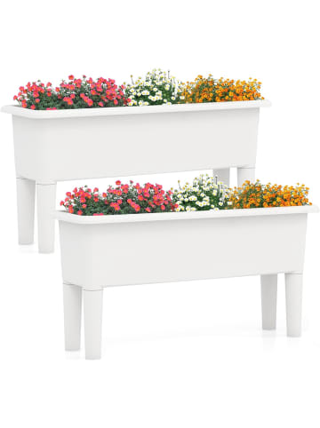 COSTWAY 2er Set Hochbeet 80x30x40cm in Weiß