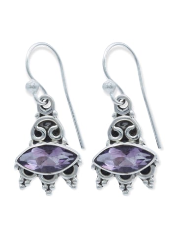 mantraroma 925er Silber - Ohrringe (L) 12 x (B) 28 mm mit Amethyst facettiert