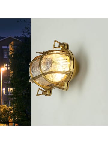 Licht-Erlebnisse Außen Wandlampe (B)18 x (H)10 cm in Messing