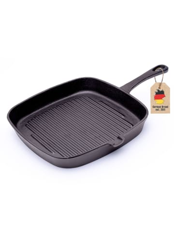 Intirilife Antihaft Grillpfanne Gusseisen Bratpfanne 23 cm in Schwarz