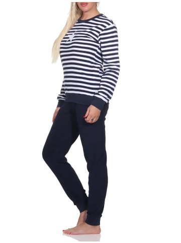 NORMANN Frottee Schlafanzug langarm Bündchen Sterne - 82895 in navy