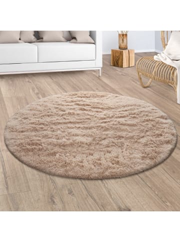 KADIMA DESIGN Hochflor Teppich Shaggy waschbar Unifarben Schlafzimmer in Beige