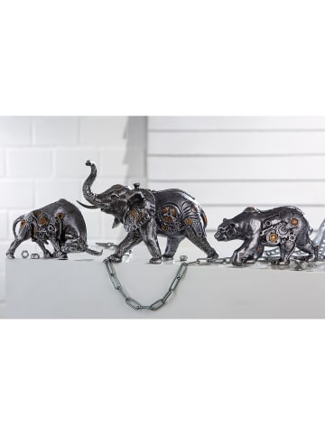 GILDE Skulptur "Steampunk Elefant" in Silber - H. 23 cm - B. 28 cm