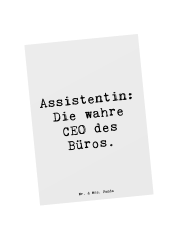 Mr. & Mrs. Panda Postkarte Spruch Assistentin: Die wahre CEO des... in Weiß