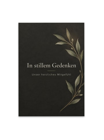 Mr. & Mrs. Panda Trauerkarte Olivenzweig würdig Design mit Spruch in Weiß