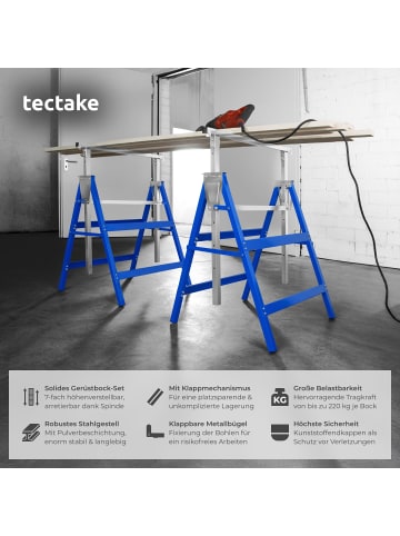 tectake 2er-Set Gerüstbock  mit Sicherheitsspinden, blau