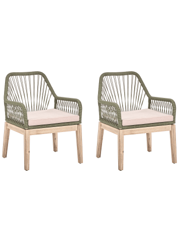 Beliani 4er-Set Esszimmerstuhl OLBIA in Grün/Braun/Beige