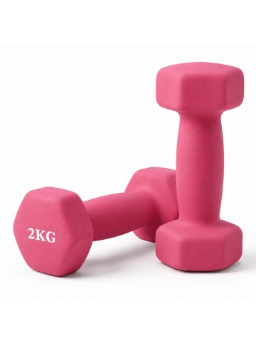 relaxdays 2 x Hanteln in Pink - 2 kg