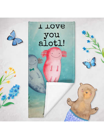 Mr. & Mrs. Panda Frottier Axolotl Liebe Design mit Spruch in Weiß