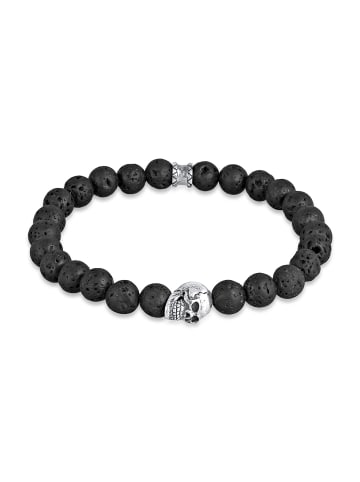 KUZZOI Armband 925 Sterling Silber Totenkopf in Schwarz