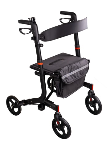RIDDER Rollator Black Comfort inkl. LED, Klingel, Becher- und Stockhalter schwarz