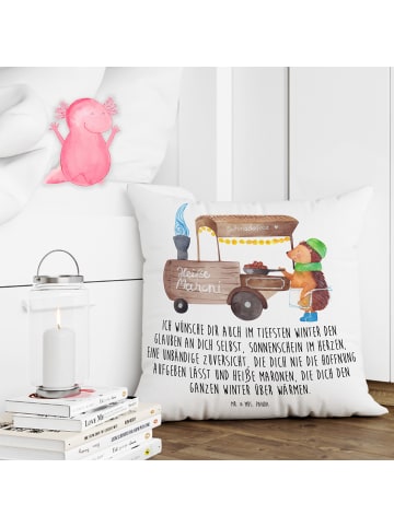 Mr. & Mrs. Panda Dekokissen Sofa Igel Maronen mit Spruch in Weiß