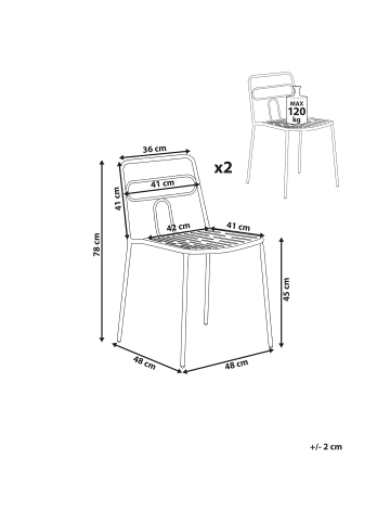 Beliani 2er-Set Esszimmerstuhl AGEROLA in Schwarz