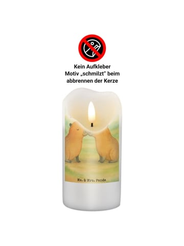 Mr. & Mrs. Panda Kerze Capybara Liebe Design mit Spruch in Weiß