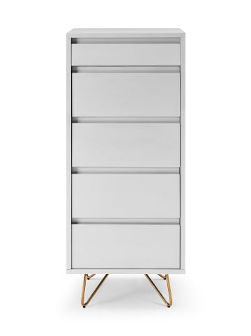 SalesFever Hochkommode mit Spiegel und Stauraum Metallbeine und MDF matt lackiert in Weiß