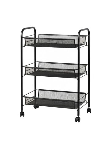 relaxdays Rollwagen in Schwarz - (B)43,5 x (H)62,5 x (T)26 cm