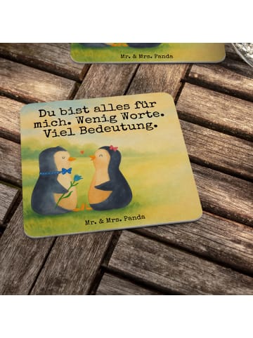 Mr. & Mrs. Panda Tassenuntersetzer Pinguin Pärchen Design mit Sp... in Weiß