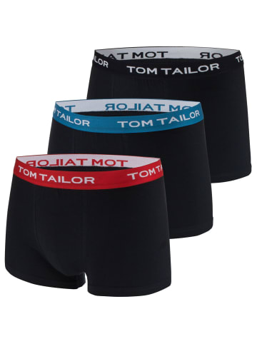 Tom Tailor Boxershorts 3er Pack in Schwarz / Farbiger Bund