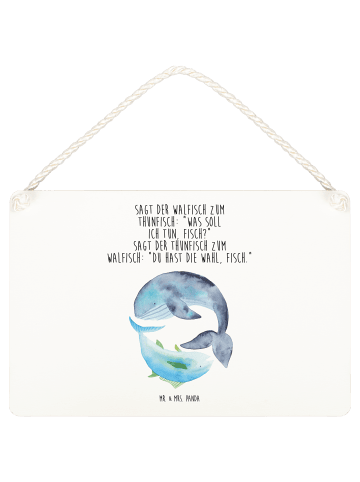 Mr. & Mrs. Panda Deko Schild Walfisch Thunfisch mit Spruch in Weiß