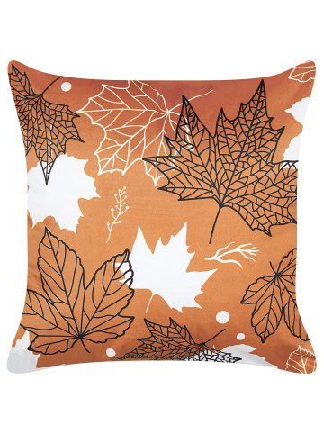 Beliani Dekokissen POINSETTIA in Orange/Weiß/Schwarz - (W) 45 x (H) 10 x (L) 45 cm