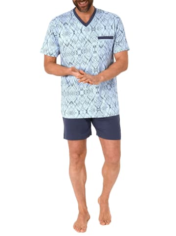 NORMANN Shorty Pyjama Schlafanzug kurzarm grapischen Muster - 53152 in hellblau