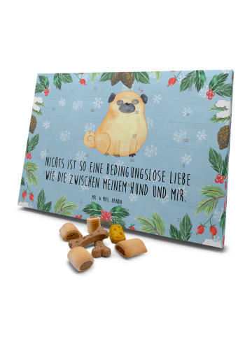 Mr. & Mrs. Panda Hunde Adventskalender Mops mit Spruch in Eisblau